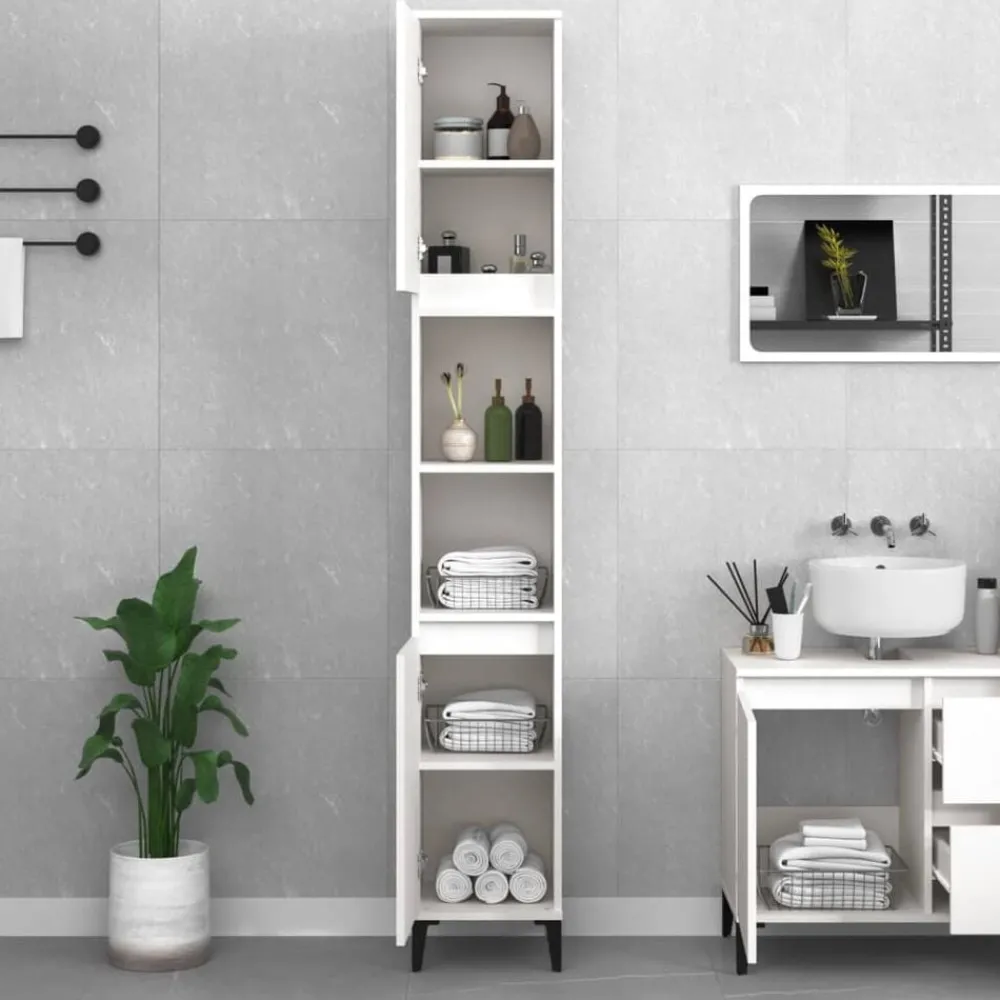 Kasten & Opbergmeubelen*vidaXL Badkamerkast 30x30x190 cm bewerkt hout Wit