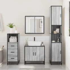 Meubelsets*vidaXL Badkamerkast 35x37,5x100cm bewerkt hout eikenkleur Grijs sonoma