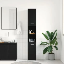 Meubelsets*vidaXL Badkamerkast 30x30x183,5 cm Bewerkt Hout Zwart eiken