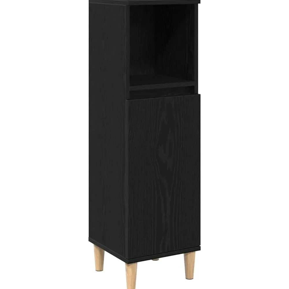 Meubelsets*vidaXL Badkamerkast 30 x 30 x 100 cm Bewerkt hout Zwart eiken