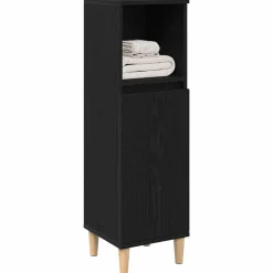 Meubelsets*vidaXL Badkamerkast 30 x 30 x 100 cm Bewerkt hout Zwart eiken