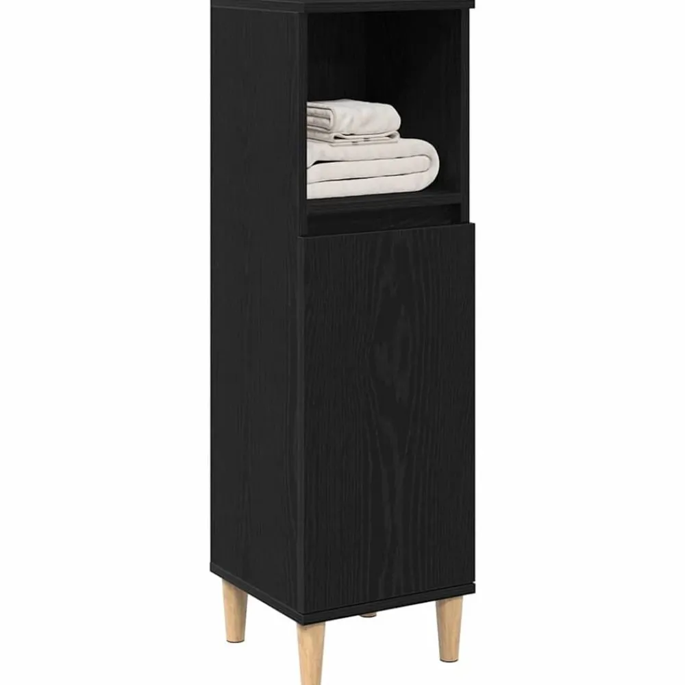 Meubelsets*vidaXL Badkamerkast 30 x 30 x 100 cm Bewerkt hout Zwart eiken
