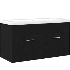 Meubelsets*vidaXL Badkamerkast 90 x 38,5 x 46 cm Bewerkt hout Zwart eiken