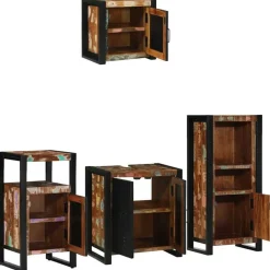 Badkamermeubelset met lade 4 pcs Massief Gerecycled Hout><noscript><img width=