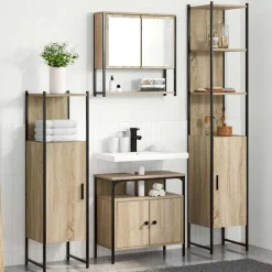 Badkamermeubelset met plank 4 pcs Bewerkt hout>vidaXL Sale