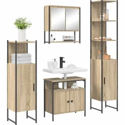 Badkamermeubelset met plank 4 pcs Bewerkt hout><noscript><img width=