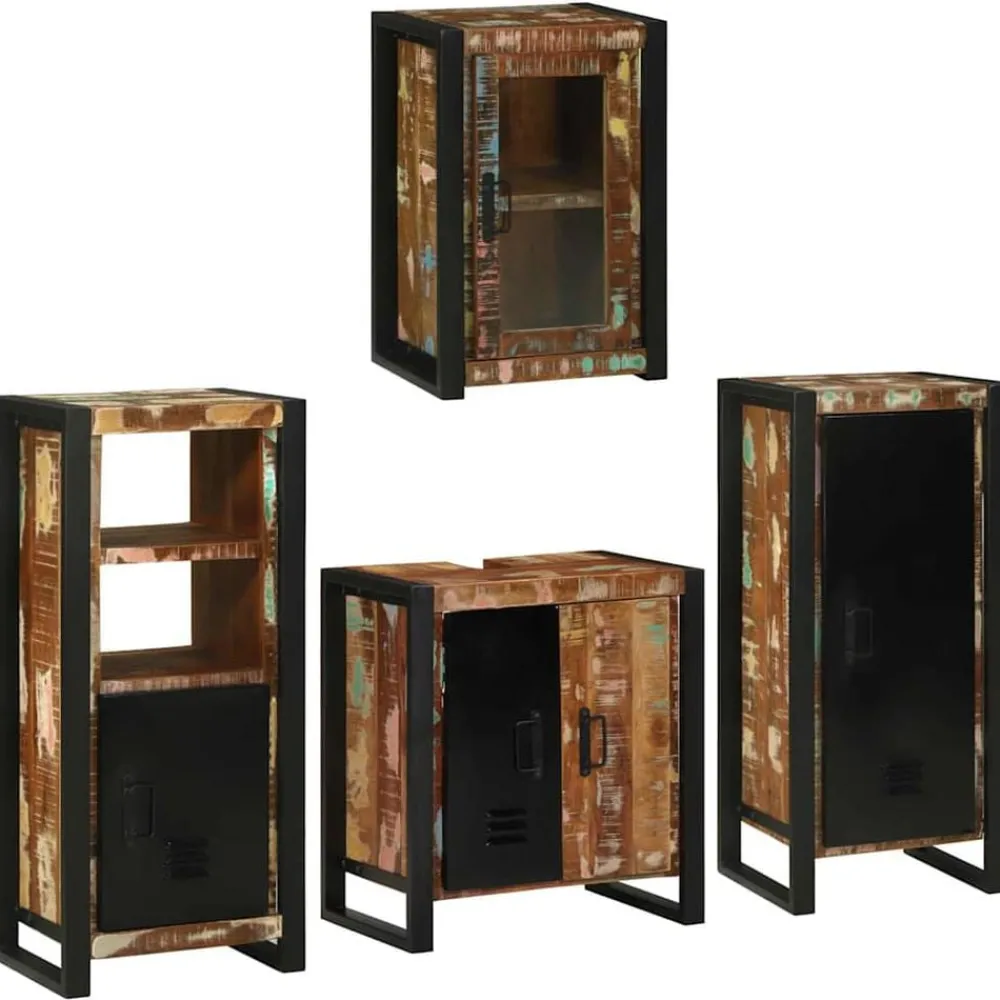Meubelsets*vidaXL Badkamermeubelset 4 pcs Multikleur Massief gerecycled hout