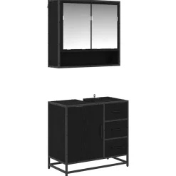 Meubelsets*vidaXL Badkamermeubelset met lade 2 pcs Bewerkt hout Zwart eiken