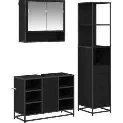 Badkamermeubelset met lade 3 pcs Bewerkt hout>vidaXL Hot
