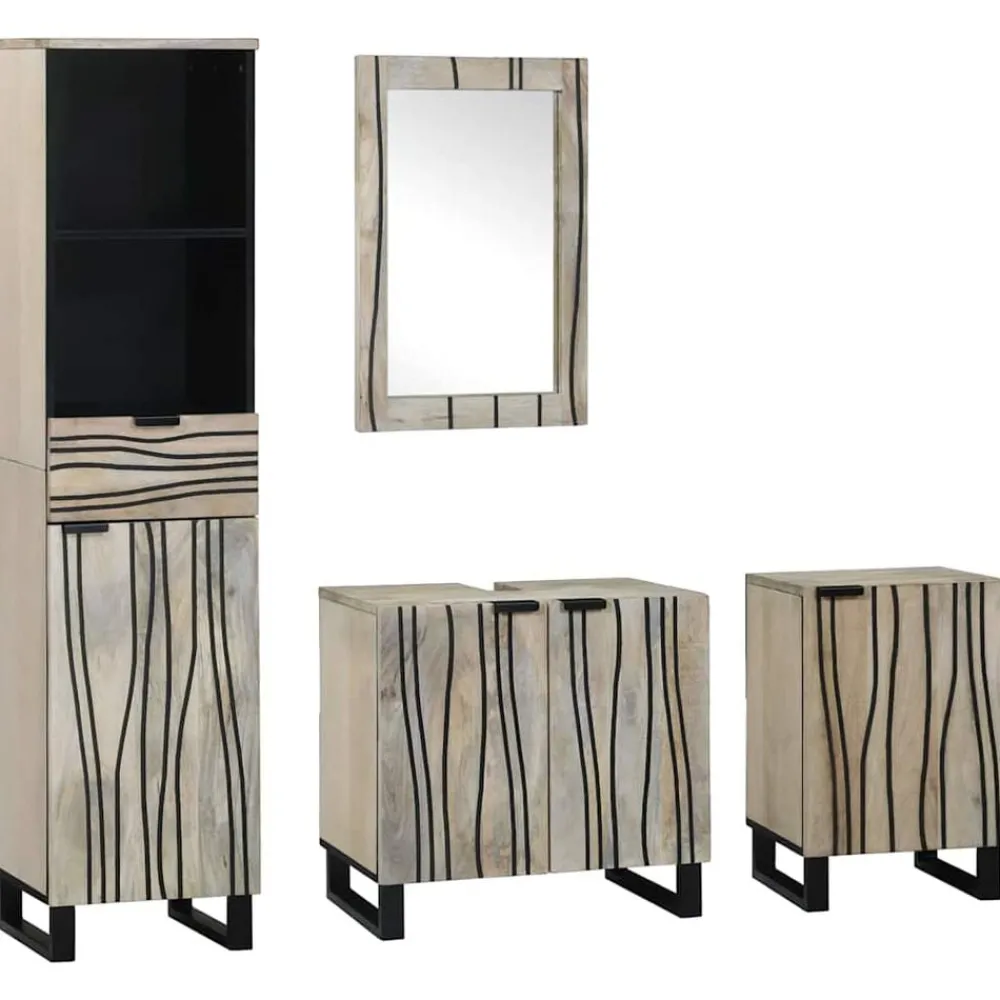 Meubelsets*vidaXL Badkamermeubelset met lade 4 pcs Bewerkt hout Walnoot bruin