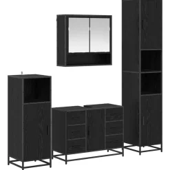 Meubelsets*vidaXL Badkamermeubelset met lade 4 pcs Bewerkt hout Zwart eiken