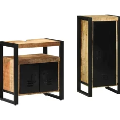 Badkamermeubelset 2 pcs Bruin en zwart Massief Mango Hout>vidaXL Hot