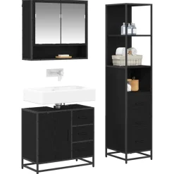 Badkamermeubelset met lade 3 pcs Bewerkt hout><noscript><img width=