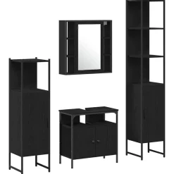 Badkamermeubelset met plank 4 pcs Bewerkt hout>vidaXL Clearance
