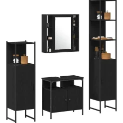 Badkamermeubelset met plank 4 pcs Bewerkt hout><noscript><img width=