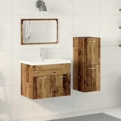 Badkamermeubelset Wandgemonteerd 4 pcs Bruin Bewerkt hout>vidaXL Best