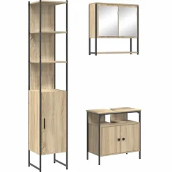 Meubelsets*vidaXL Badkamermeubelset met plank 3 pcs Bewerkt hout Sonoma eiken