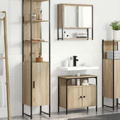 Meubelsets*vidaXL Badkamermeubelset met plank 3 pcs Bewerkt hout Sonoma eiken