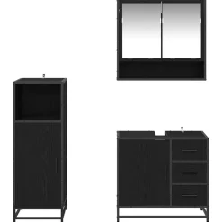 Badkamermeubelset met lade 3 pcs Bewerkt hout><noscript><img width=