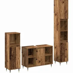 Badkamermeubelset met plank 3 pcs Bewerkt hout>vidaXL New