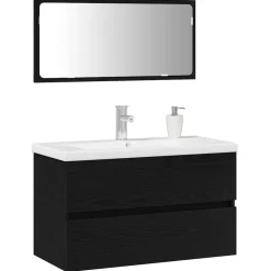 Badkamermeubelset met lade 3 pcs Bewerkt hout><noscript><img width=