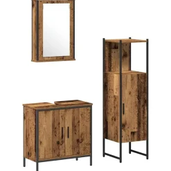 Badkamermeubelset 3 pcs Bruin 33 x 33 x 120.5 cm Bewerkt hout>vidaXL Hot