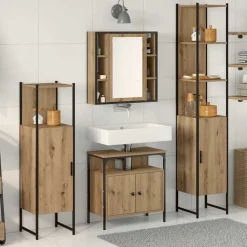 Badkamermeubelset met plank 4 pcs Artisan Eiken Bewerkt hout>vidaXL Hot