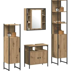 Badkamermeubelset met plank 4 pcs Artisan Eiken Bewerkt hout><noscript><img width=