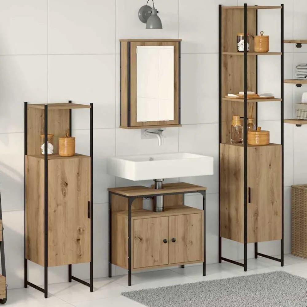 Badkamermeubelset 4 pcs Bewerkt hout>vidaXL Best
