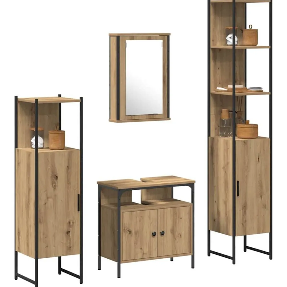 Badkamermeubelset 4 pcs Bewerkt hout>vidaXL Best