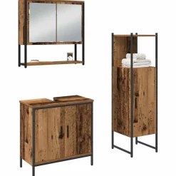 Badkamermeubelset met plank met opslag 3 pcs Bruin Bewerkt hout><noscript><img width=