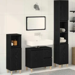 Badkamermeubelset 3 pcs Geperst Hout en Metaal>vidaXL Clearance