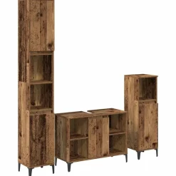 Badkamermeubelset met plank 3 pcs Bewerkt hout>vidaXL New