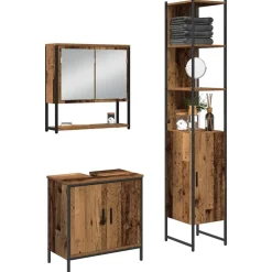 Meubelsets*vidaXL Badkamermeubelset met plank met opslag 3 pcs Bruin Bewerkt hout Oud hout