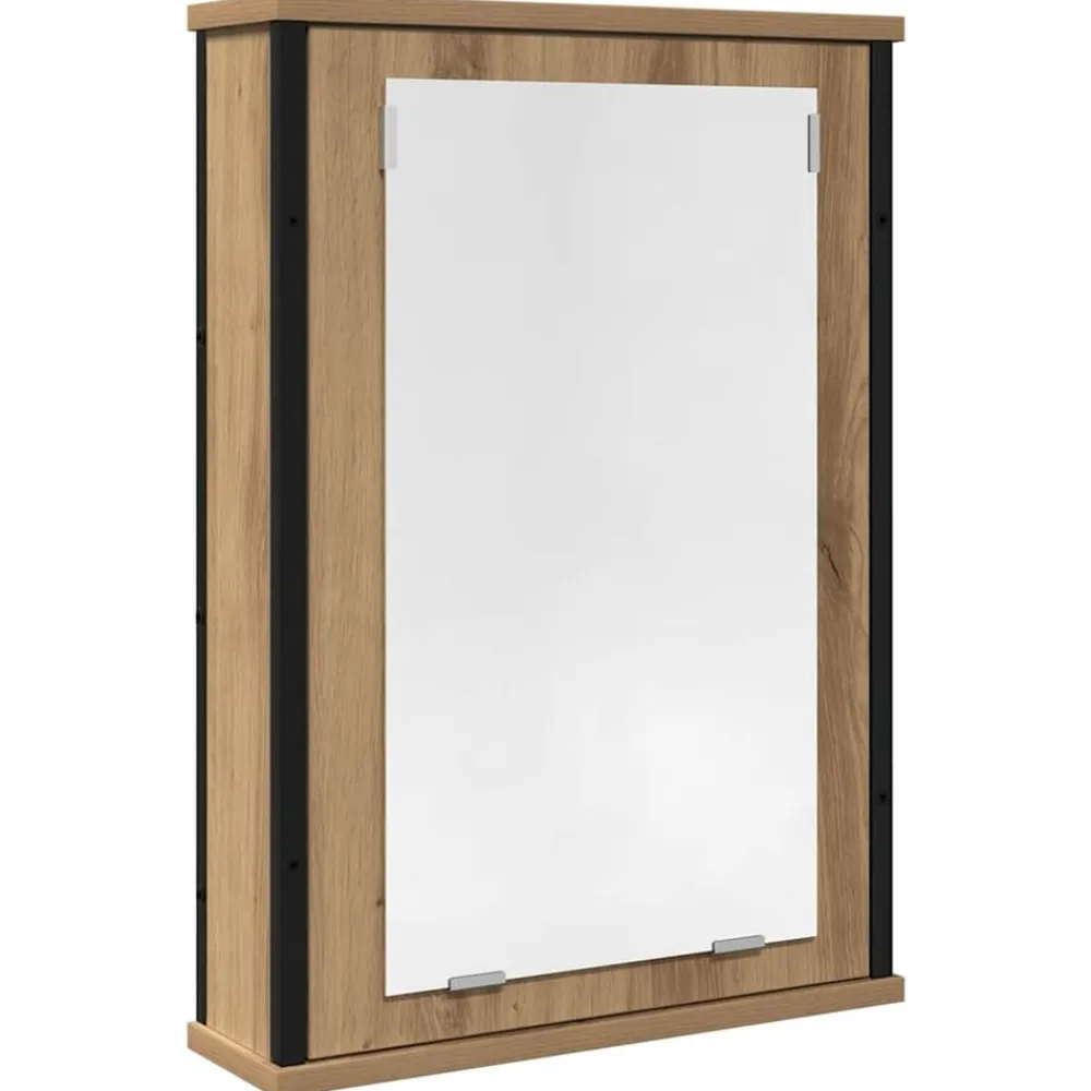 Kasten & Opbergmeubelen*vidaXL Badkamerspiegelkast 42x12x60 cm bewerkt hout artisanaal artisanaal eikenkleurig