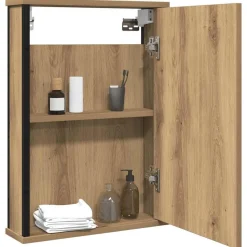 Kasten & Opbergmeubelen*vidaXL Badkamerspiegelkast 42x12x60 cm bewerkt hout artisanaal artisanaal eikenkleurig