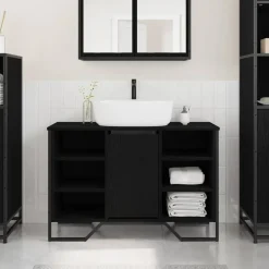Meubelsets*vidaXL Badkamertenk te kast 91 x 35 x 60 cm Bewerkt hout Zwart eiken