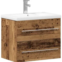 Kasten & Opbergmeubelen*vidaXL Badkamertenk te kast 2 pcs Engineered Hout en Keramiek Oud hout