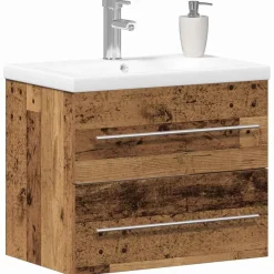 Kasten & Opbergmeubelen*vidaXL Badkamertenk te kast 2 pcs Engineered Hout en Keramiek Oud hout