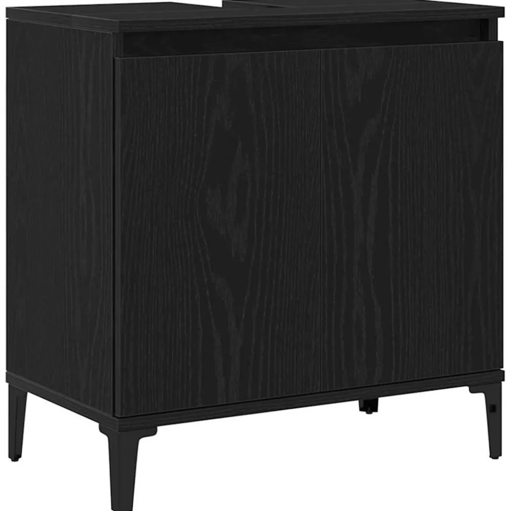 Kasten & Opbergmeubelen*vidaXL Badkamertenk te kast 58 x 33 x 60 cm Bewerkt hout Zwart eiken