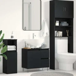 Meubelsets|Kasten & Opbergmeubelen*vidaXL Badkamertenk te kast 65 x 33 x 60 cm Bewerkt hout Zwart eiken