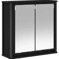 Kasten & Opbergmeubelen*vidaXL Badkamerwandkast met spiegel 60x21x60 cm kleurig Zwart eiken