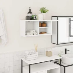 Kasten & Opbergmeubelen*vidaXL Badkamerwandkast 60x25x30 cm bewerkt hout Wit