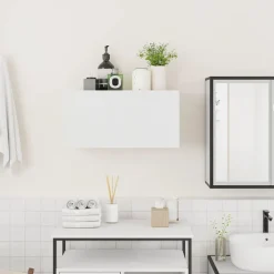 Kasten & Opbergmeubelen*vidaXL Badkamerwandkast 60x25x30 cm bewerkt hout Wit
