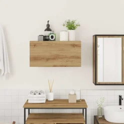 Kasten & Opbergmeubelen*vidaXL Badkamerwandkast 60x25x30 cm bewerkt hout artisanaal eikenkleur artisanaal eikenkleurig