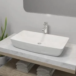 Sanitair & Loodgietersbenodigdheden*vidaXL Badkamerwastafel met mengkraan rechthoekig keramiek wit