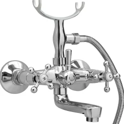 Sanitair & Loodgietersbenodigdheden*vidaXL Badkraan tweeknops en handdouche chroom