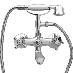 Sanitair & Loodgietersbenodigdheden*vidaXL Badkraan tweeknops en handdouche chroom