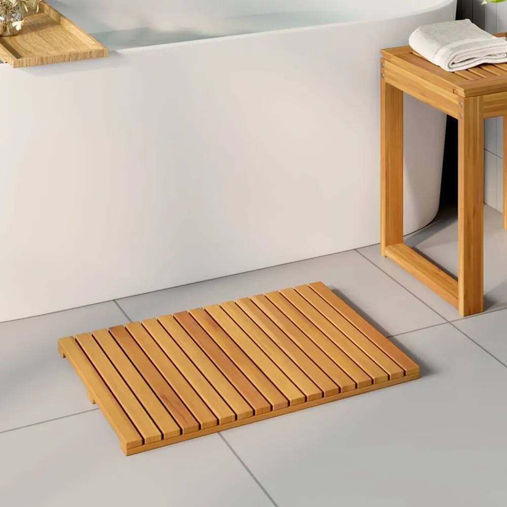 Badmat Effen Bruin 60 x 40 cm Hout>vidaXL Online