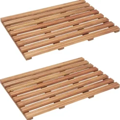 Badmatten 2 st massief acaciahout 56x37 cm>vidaXL Outlet